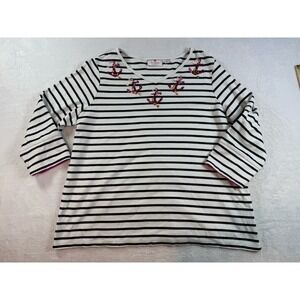 New Quacker Factory 3/4 Sleeve Anchor Top Sz 1X